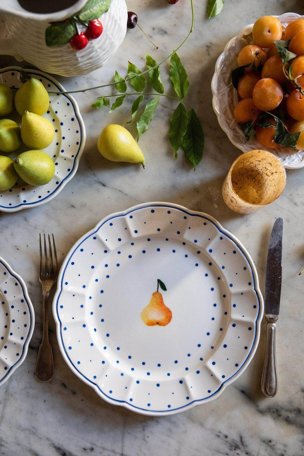 Tutti Frutti Polka Dot Dinner Plate, Pear, Set Of 4