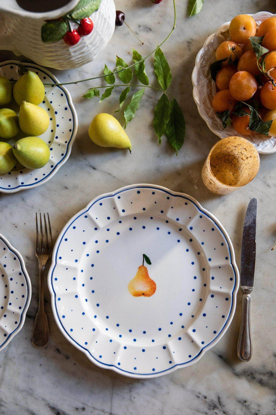 Tutti Frutti Polka Dot Dinner Plate, Pear, Set Of 4