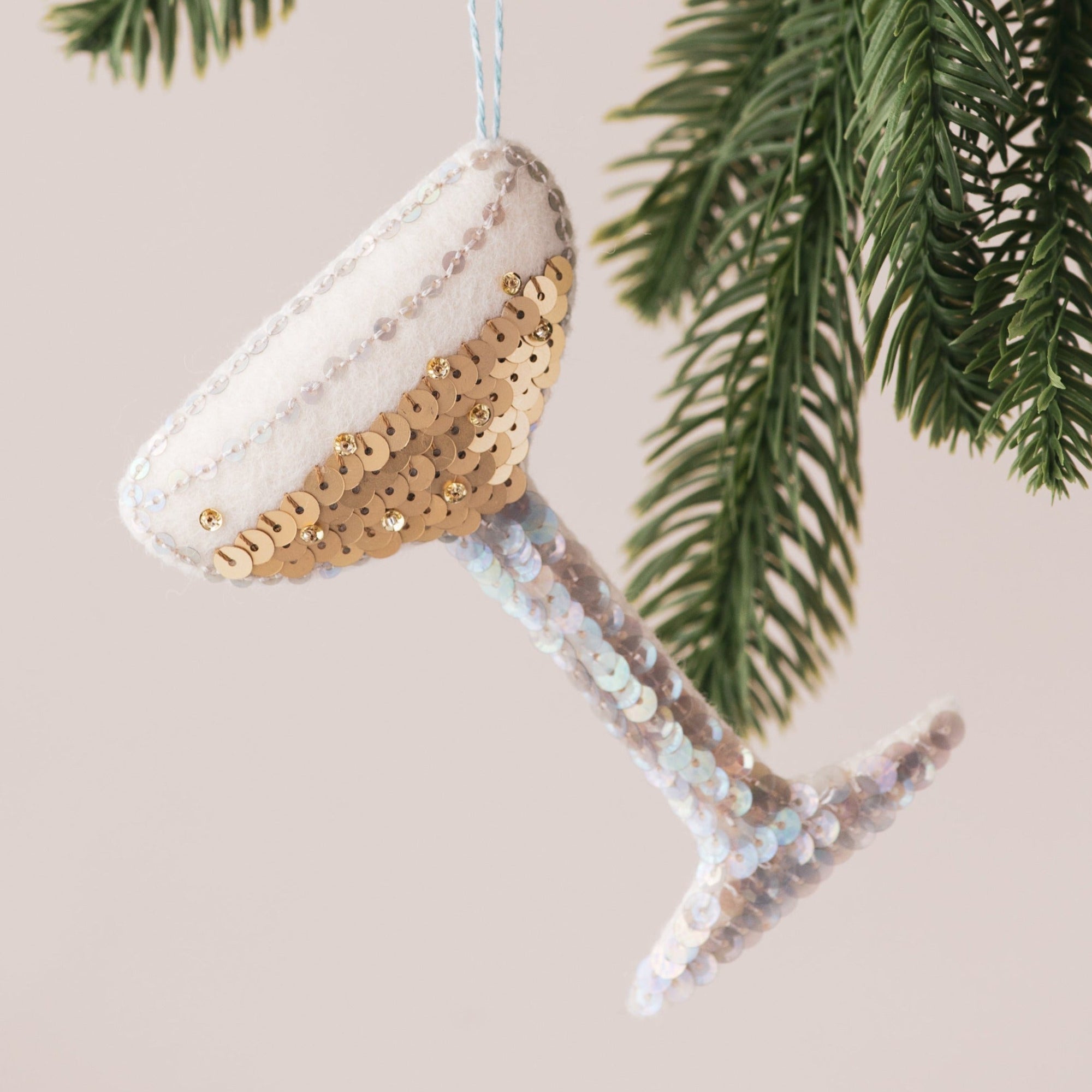 Champagne Coupe Sequin Hanging Ornament