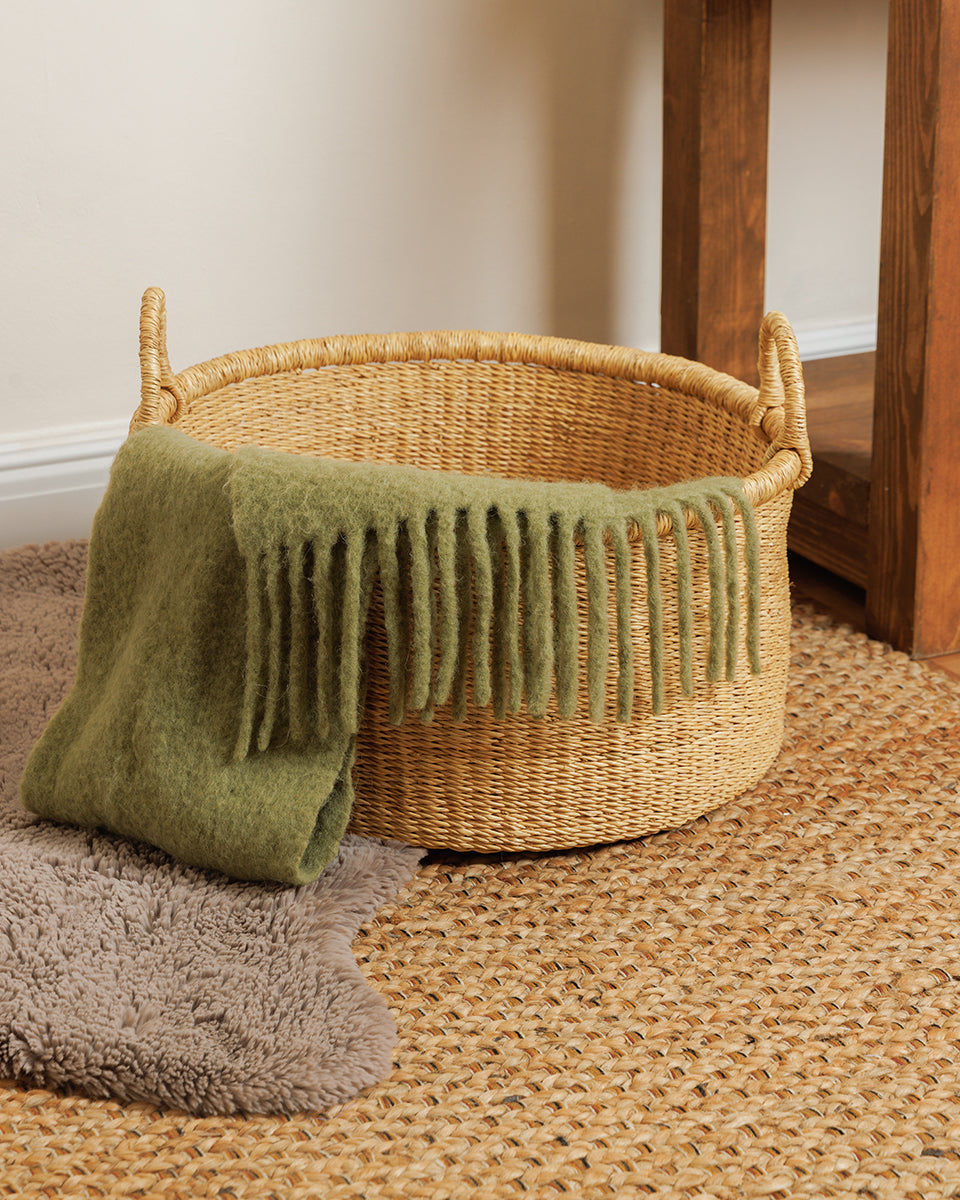 LAWRA: Natural Floor Storage Basket with Handles