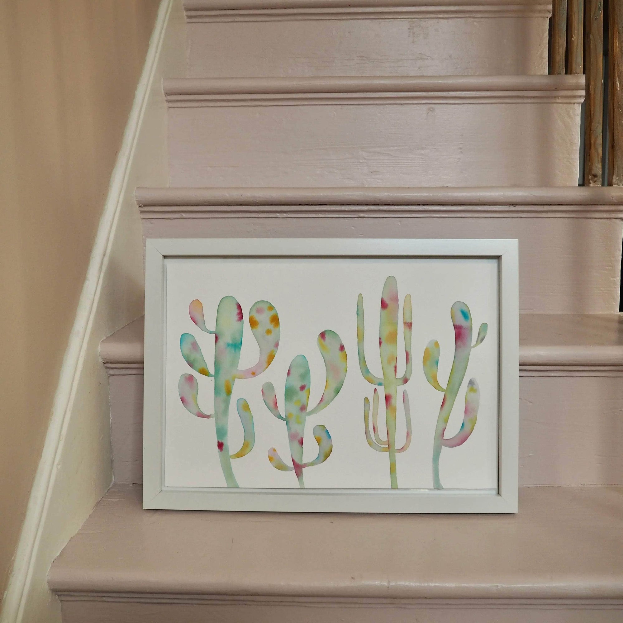 Original Pastel Cactus Watercolour Painting