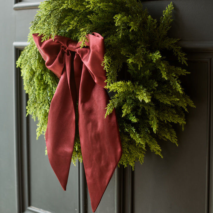 Satin Christmas Bow - Deep Red