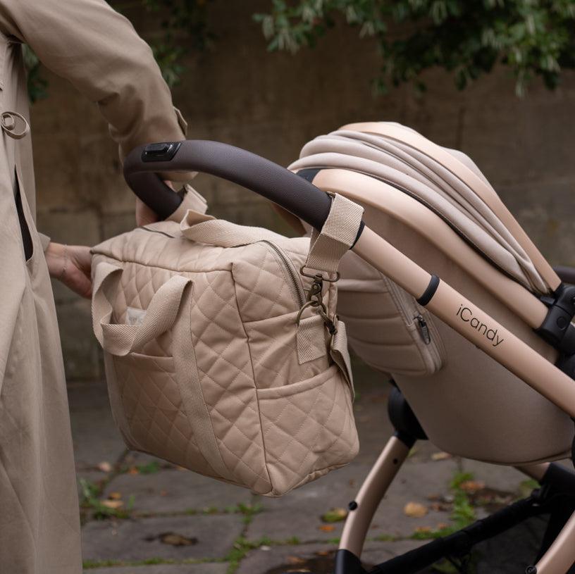 Baby Changing Bag - Natural (With Pram Clips)