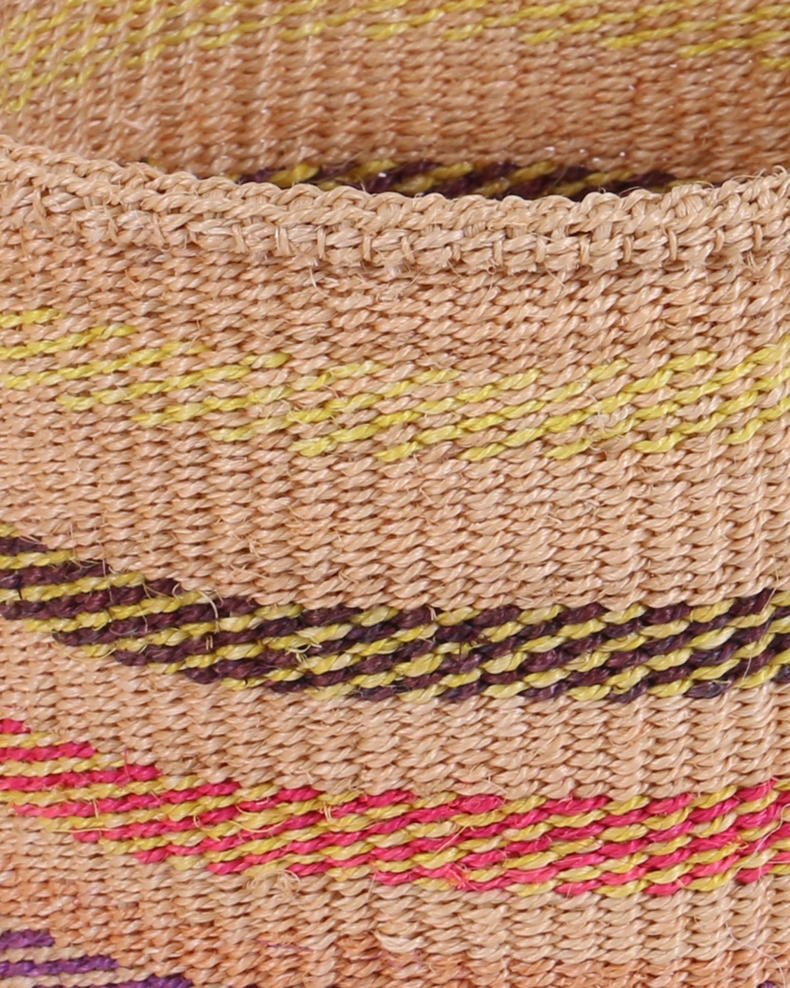 MASHTAKA: Small Pink, Purple and Yellow Sisal Basket