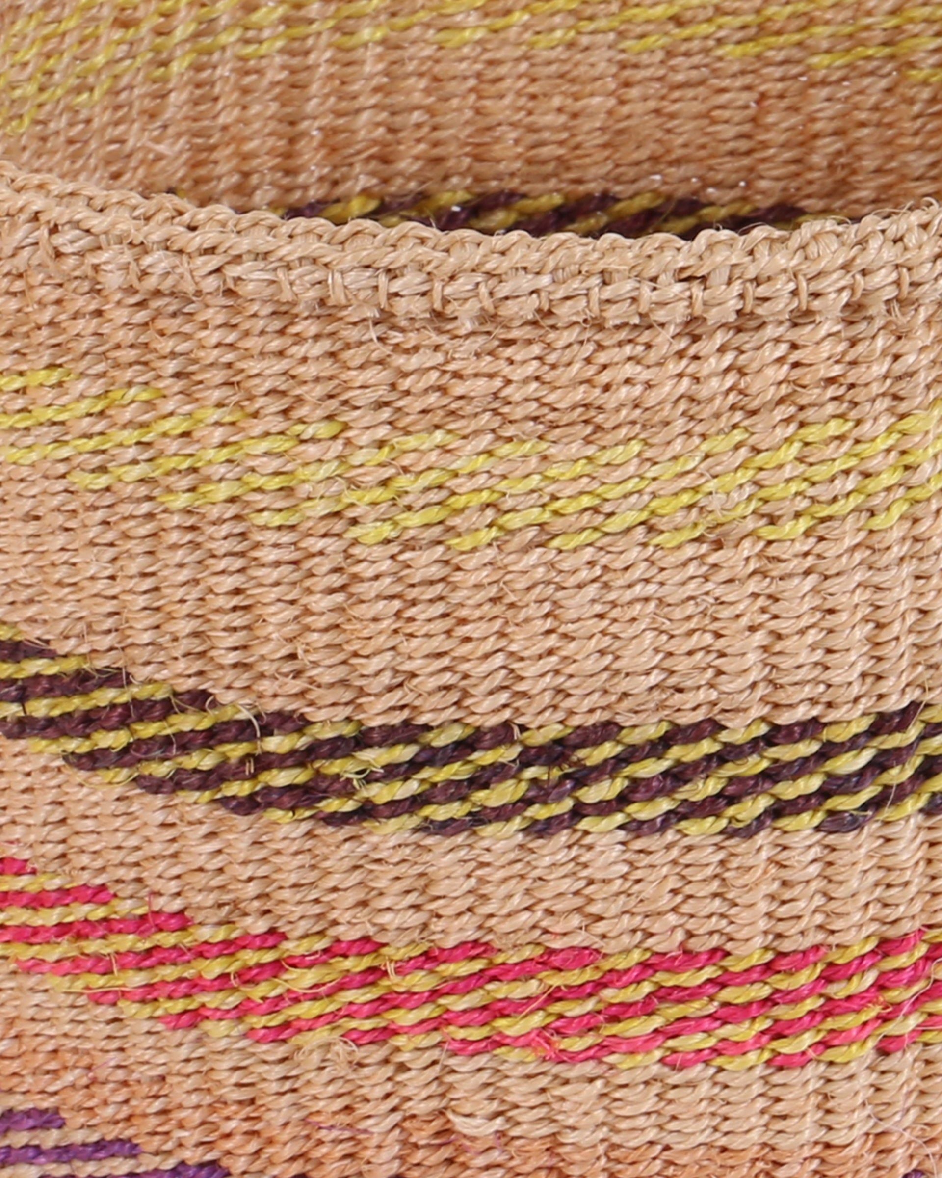 MASHTAKA: Small Pink, Purple and Yellow Sisal Basket