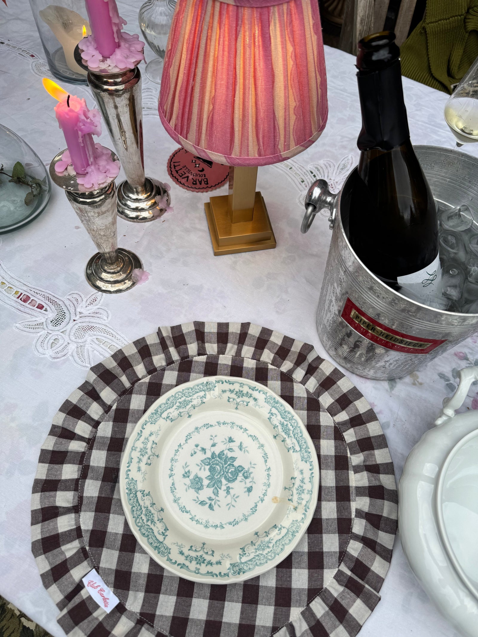 Philia Rechargable Table Lamp Pink Scallop Stripe