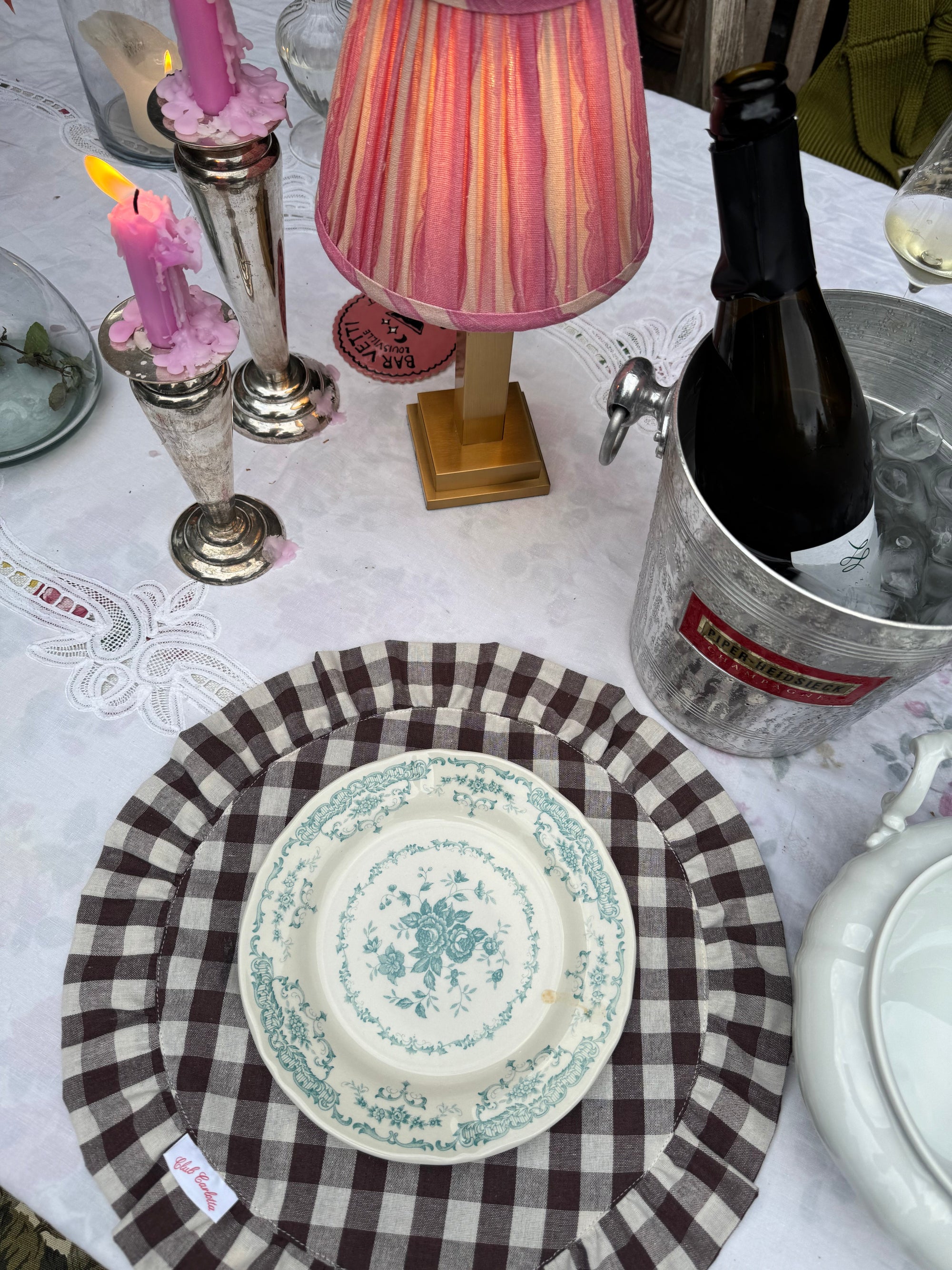 Philia Rechargable Table Lamp Pink Scallop Stripe