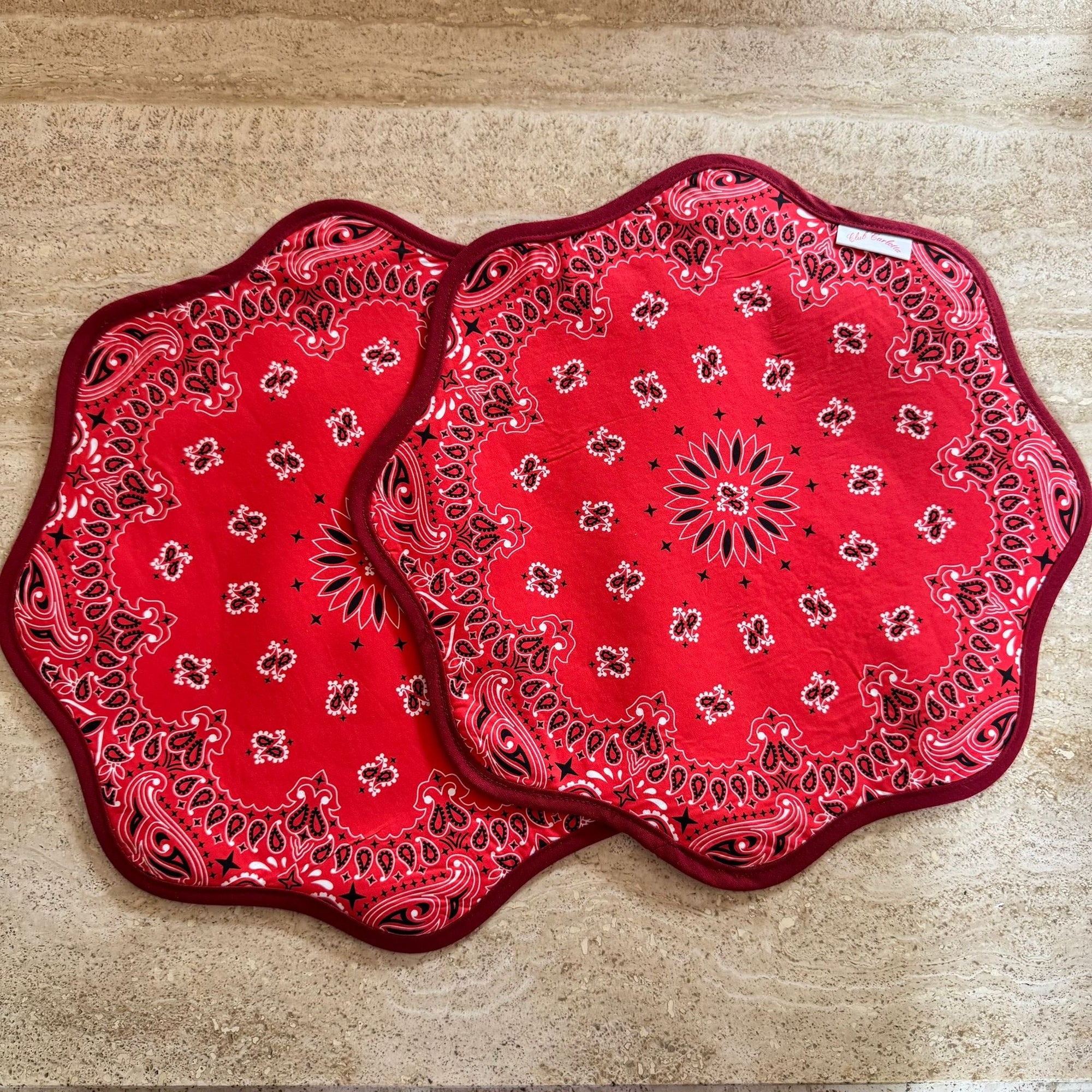 Set of 2 Two Sided Lily Paisley Placemats Red/Blue
