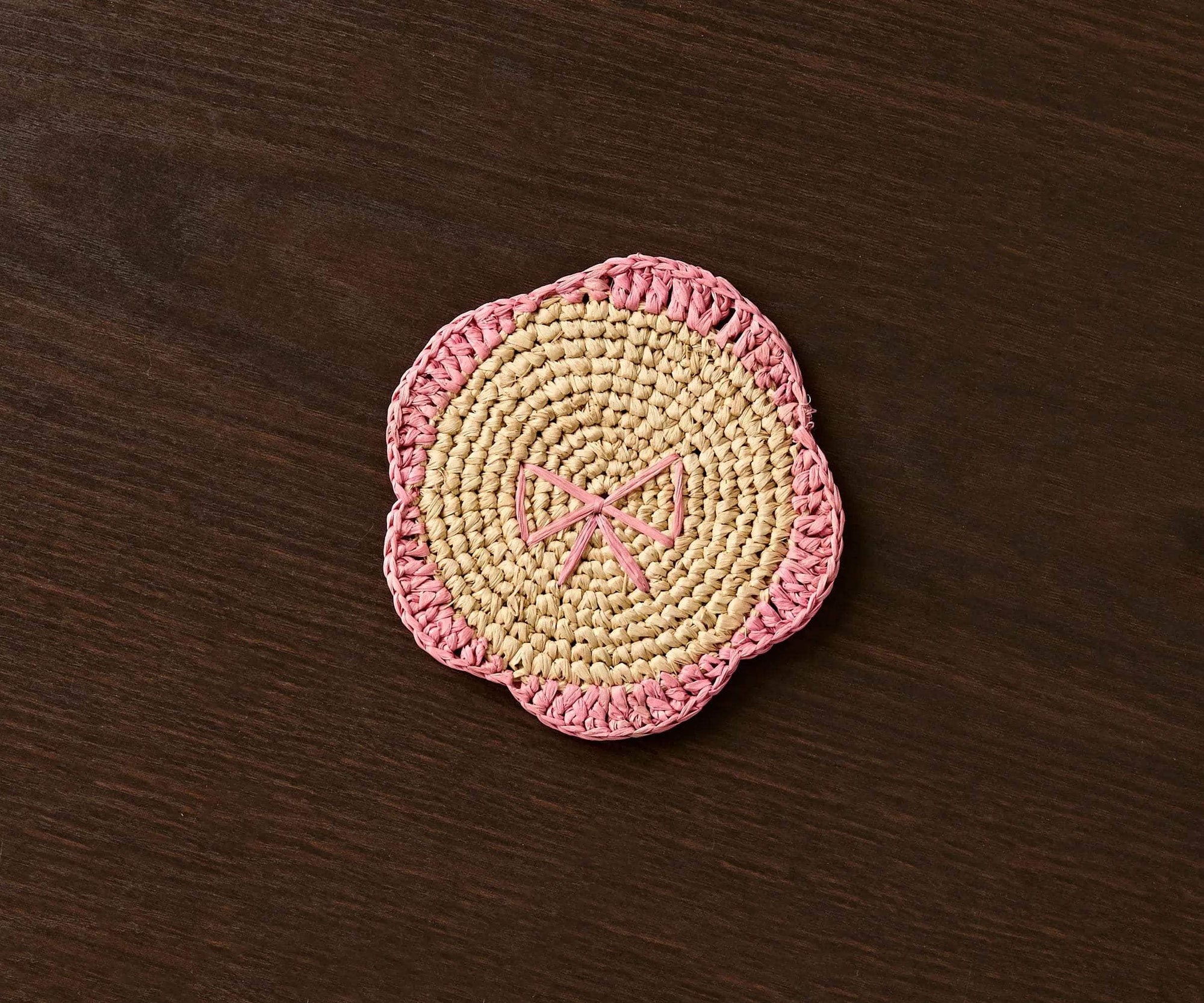 Handwoven Raffia Fringe Coaster Set
