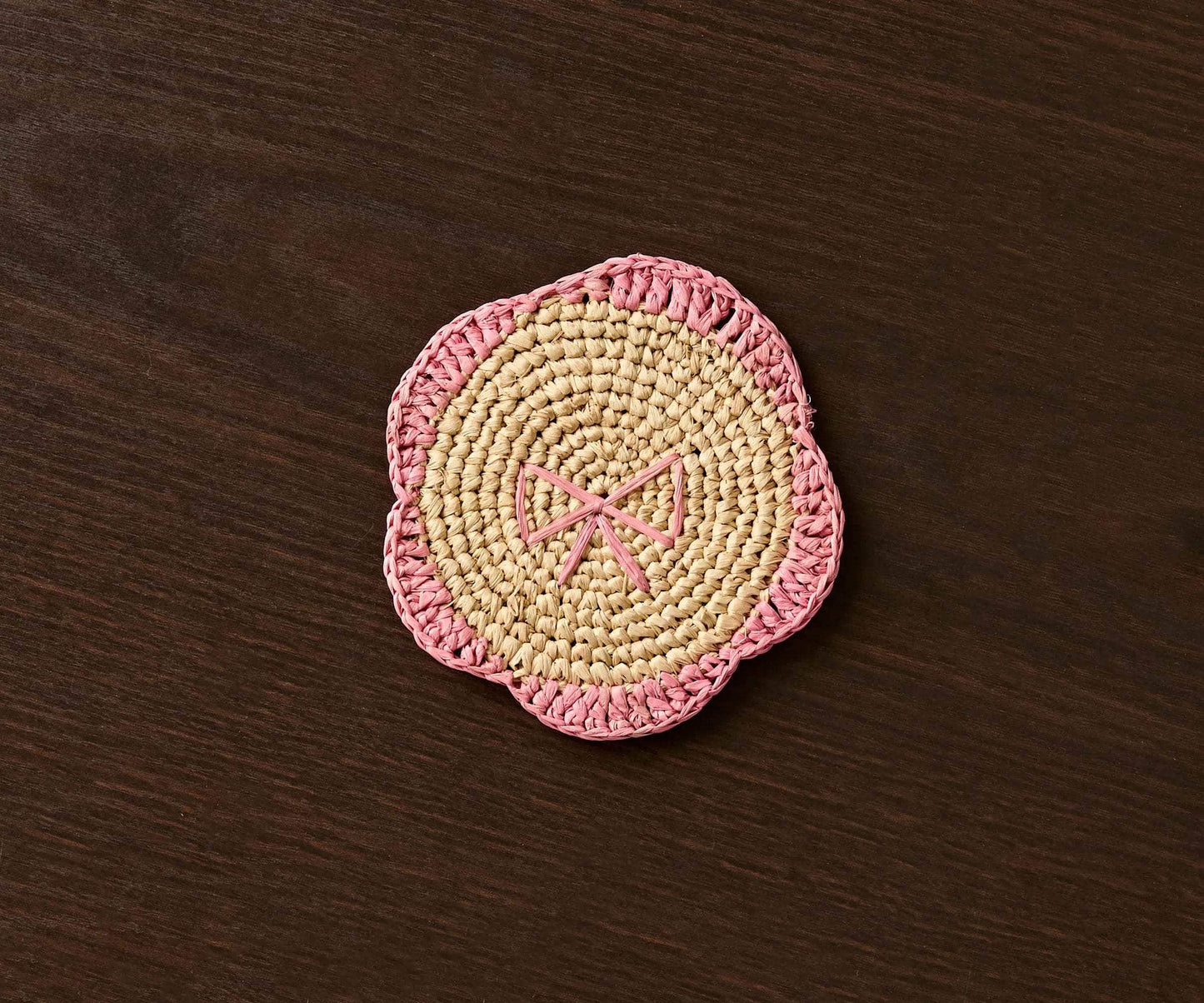 Handwoven Raffia Fringe Coaster Set