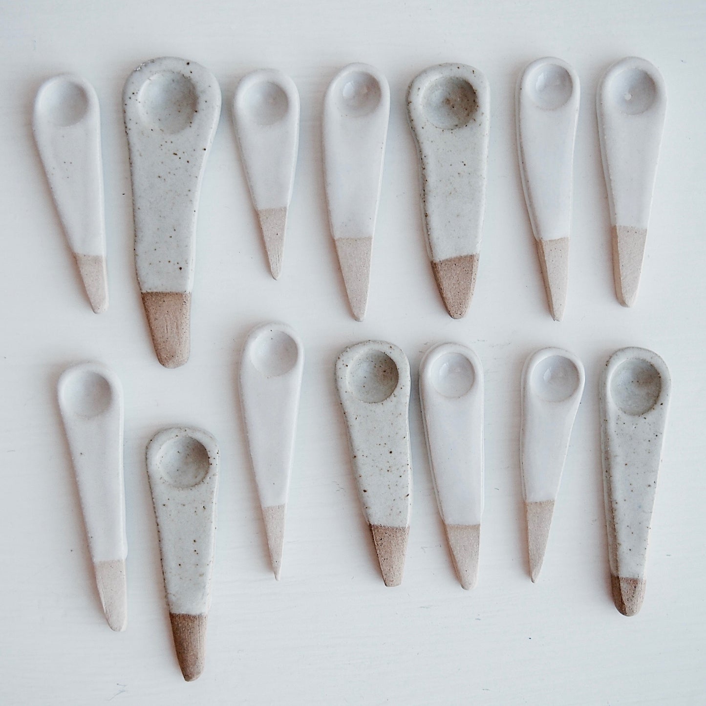 Handmade Mini White Ceramic Salt or Spice Spoon