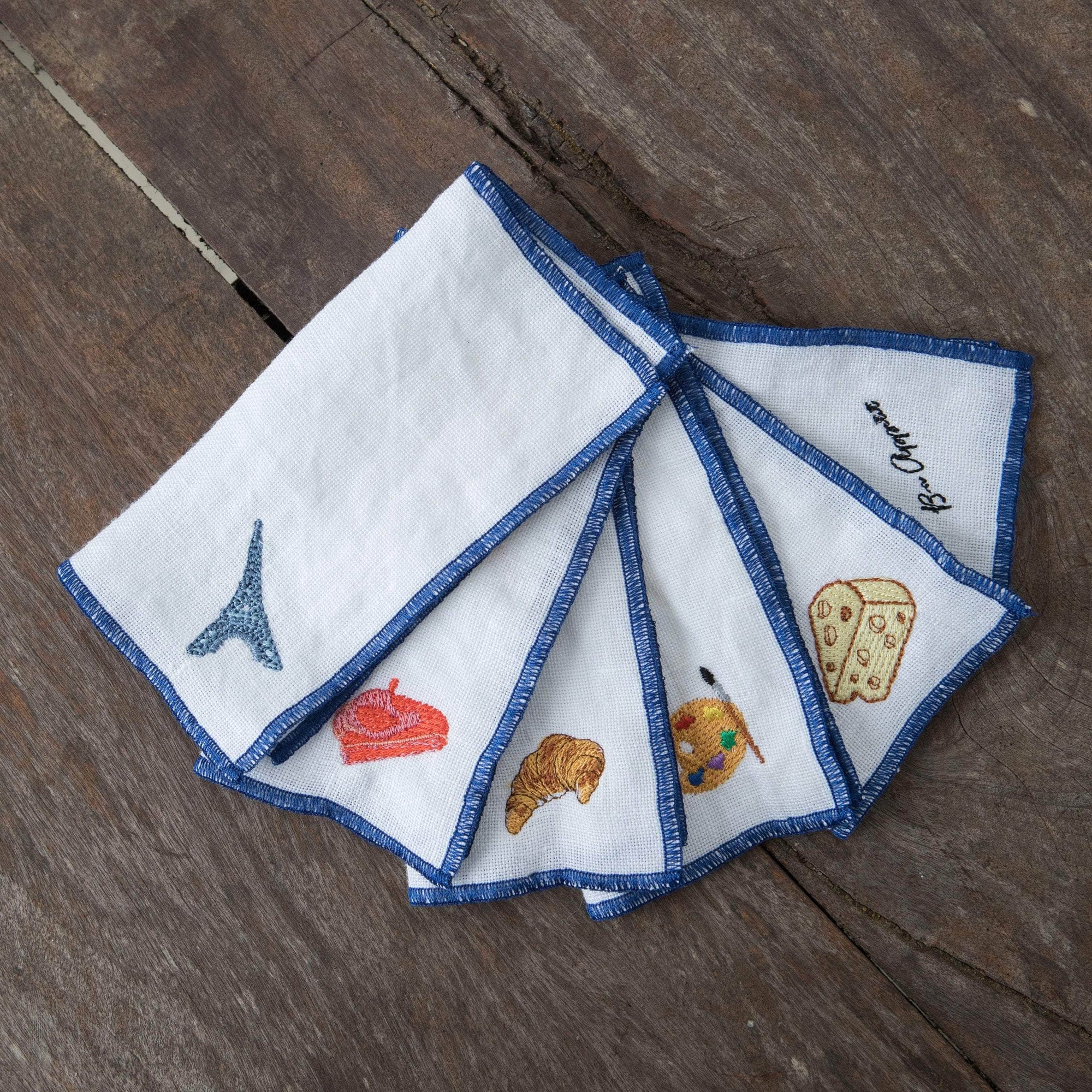 France Cocktail Linen Napkins - Set of 6