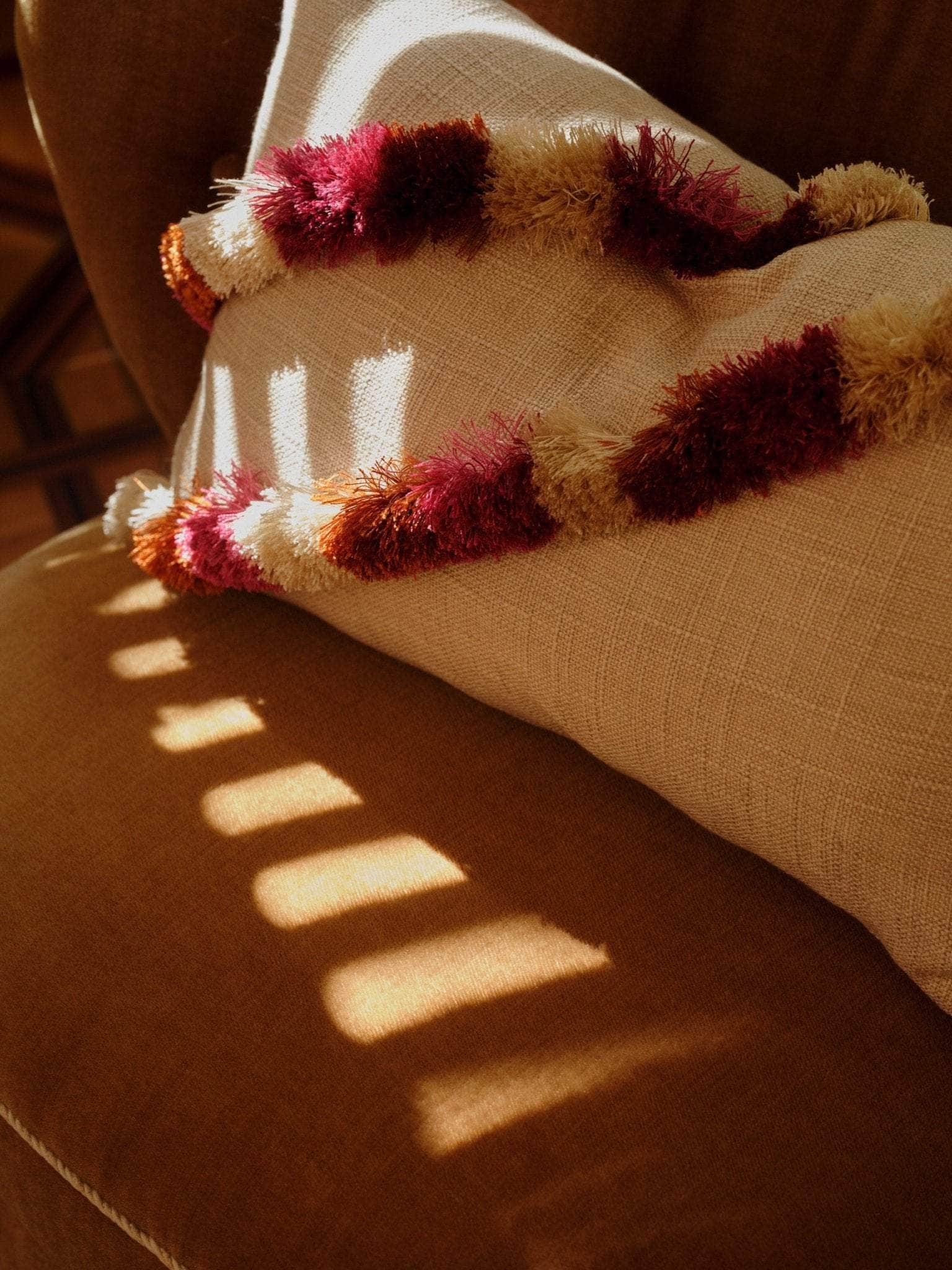 Pillow with Brush Fringe Trim