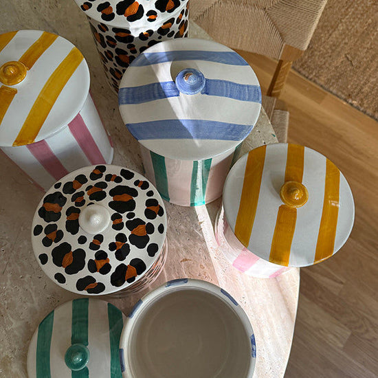 Blue Striped Jar S
