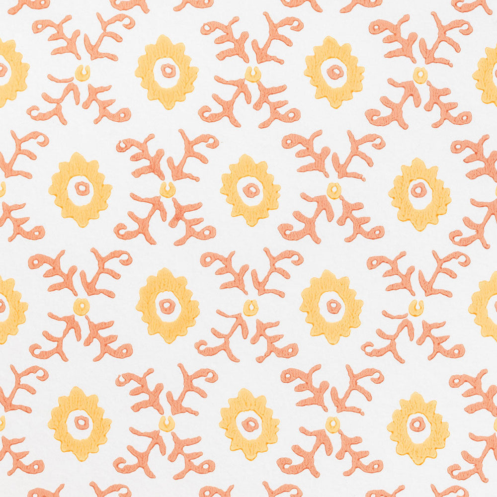 Folk Flower Wallpaper - Yellow / Terracotta