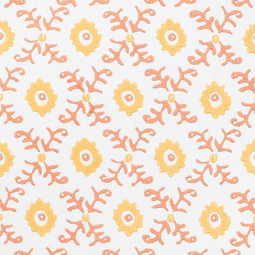 Folk Flower Wallpaper - Yellow / Terracotta
