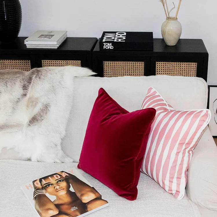 Velvet Cushion - Cranberry