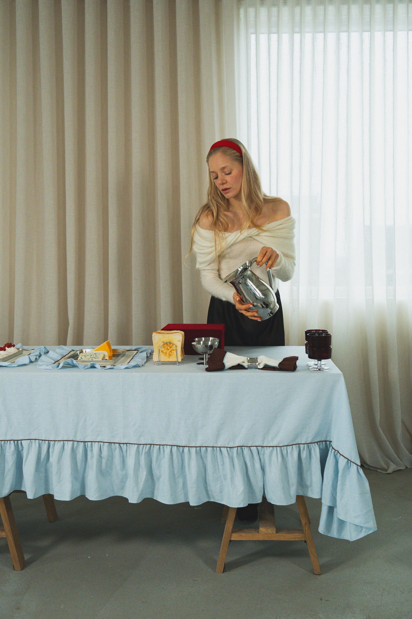 Ruffle Tablecloth, Blue