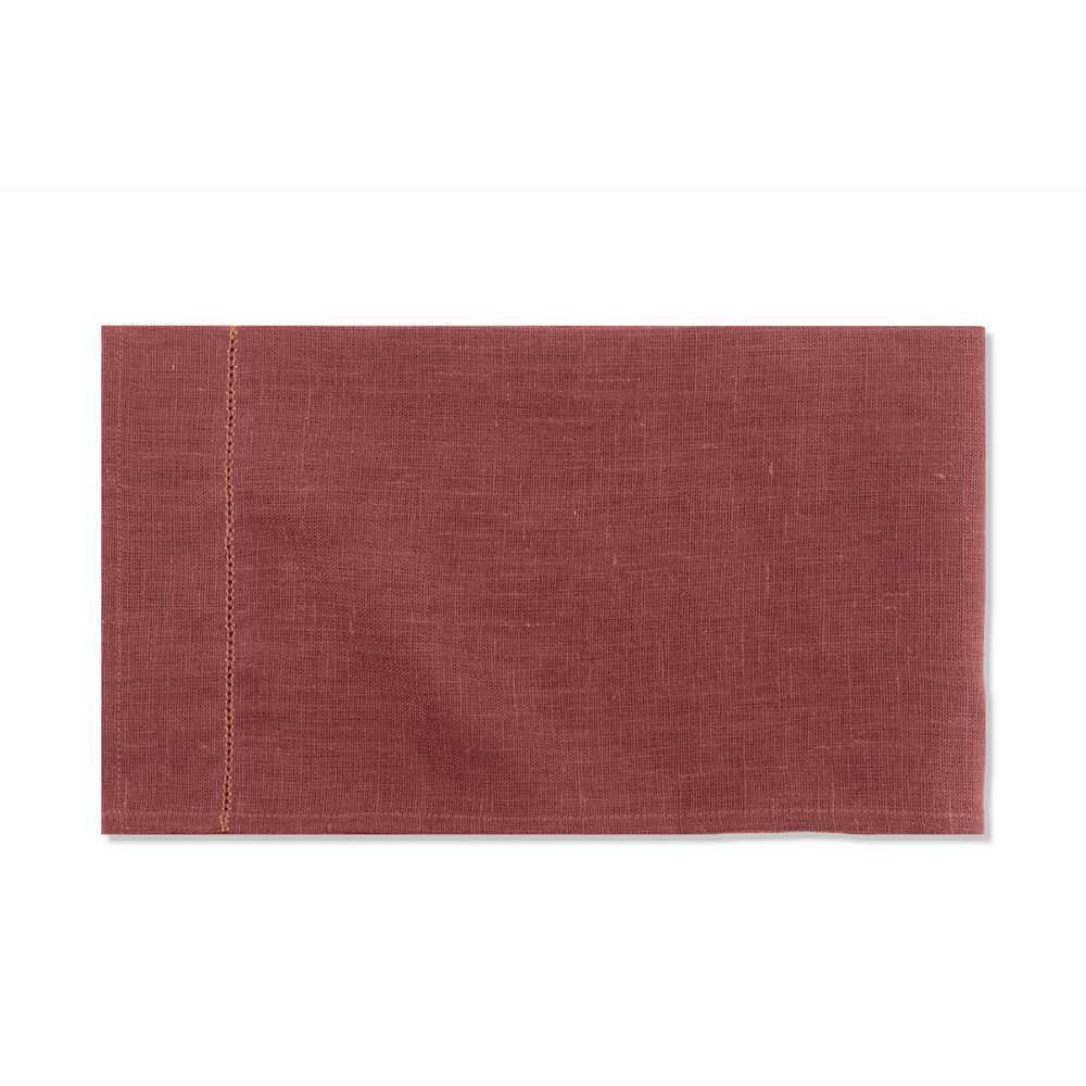 Personalised Marsala Hand Towel with Ochre Hemstitch