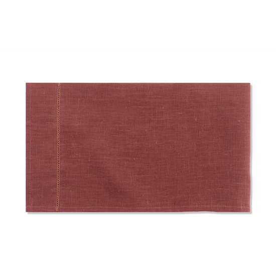 Personalised Marsala Hand Towel with Ochre Hemstitch