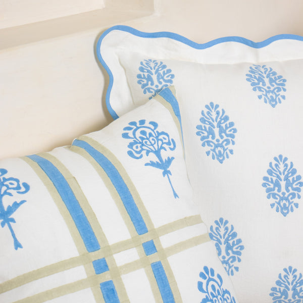 Nila - Linen Throw Pillow Cover - Pastel Blue