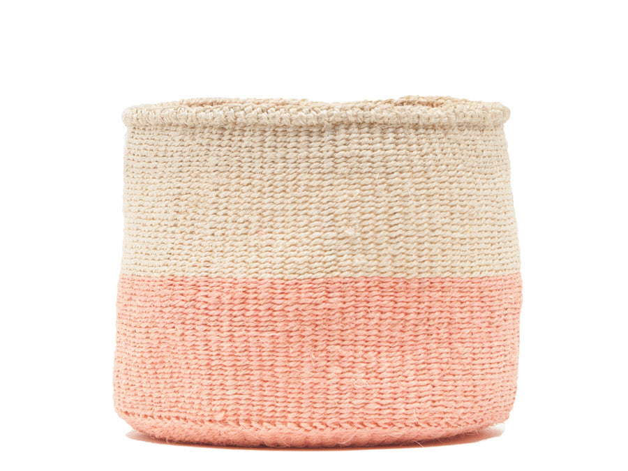 JIONI: Dusky Pink Colour Block Woven Basket
