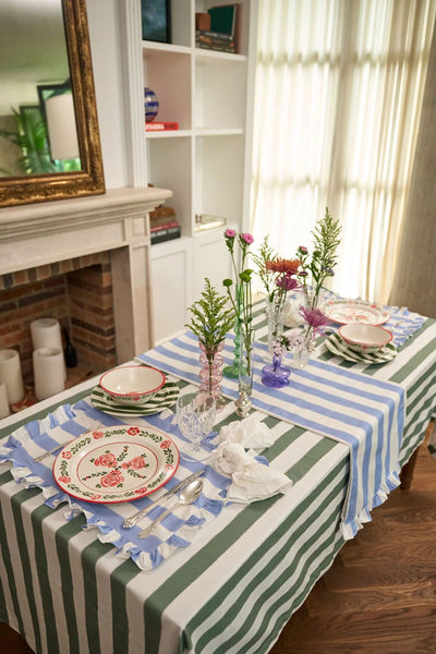 Green Striped Tablecloth - Between Us