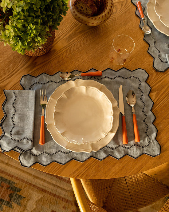 Alba Linen Placemat in Blue and Grey