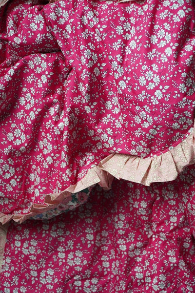 Reversible Ruffle Edge Heirloom Quilt made with Liberty Fabric Betsy Blossom Pink & Capel Pink