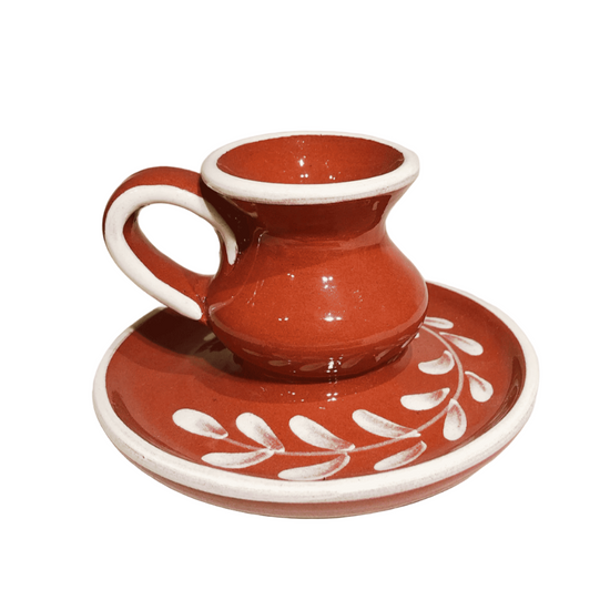 Anthologist Ceramic Candlestick With Handle in Red Clay