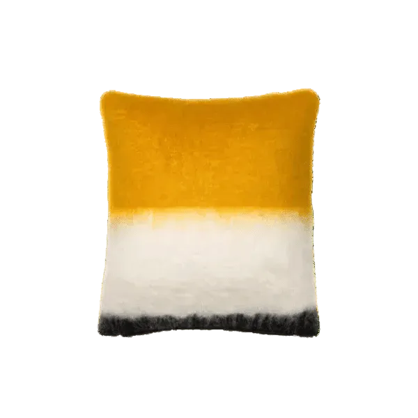 Mustard Striped Mohair Pillow Cover