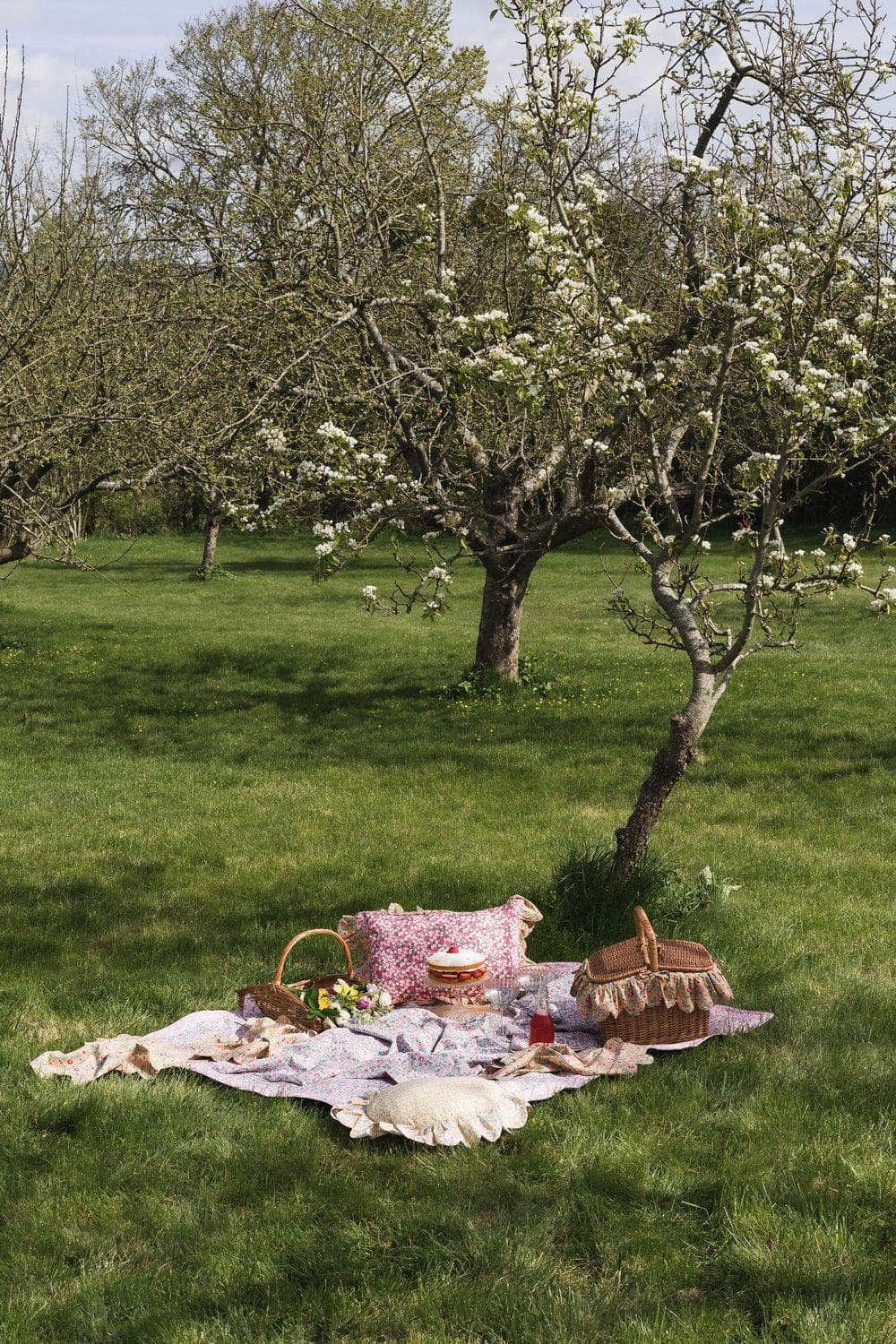 Picnic Blanket Made With Liberty Fabric Betsy Candy Floss & Mitsi Valeria Pink