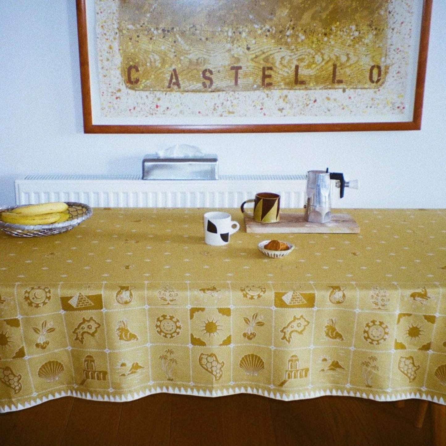 Redwork Tablecloth in Yellow