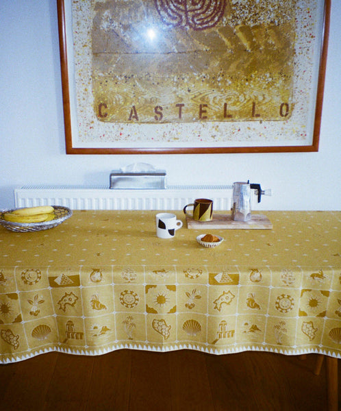 Redwork Tablecloth in Yellow