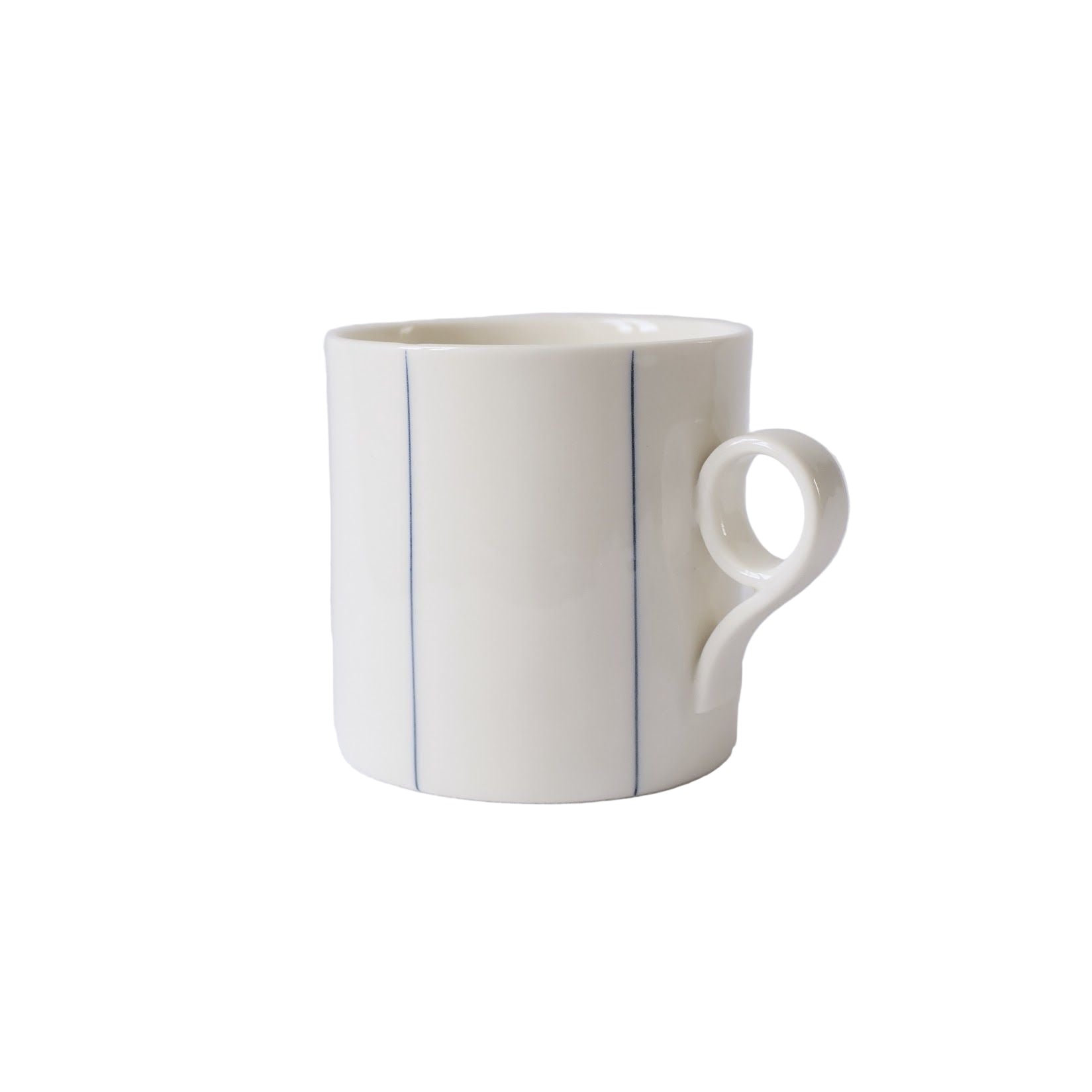 Large Mug with Blue Stripes - Loop Handle