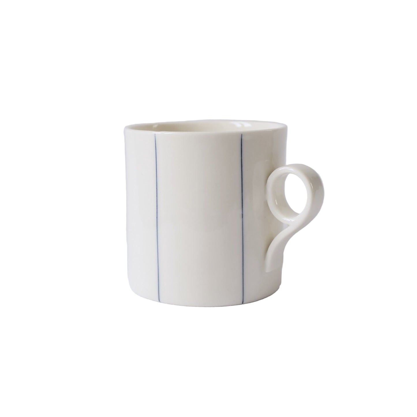 Large Mug with Blue Stripes - Loop Handle