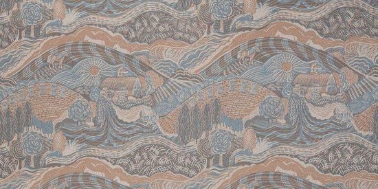 The Plough Fabric in Field Blue and Dawn Grey