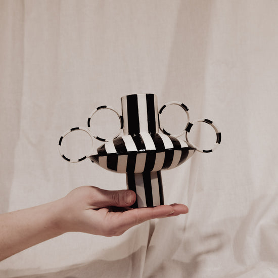 Small Zebrino - Classic Black & White Stripes - II - Porcelain Vase