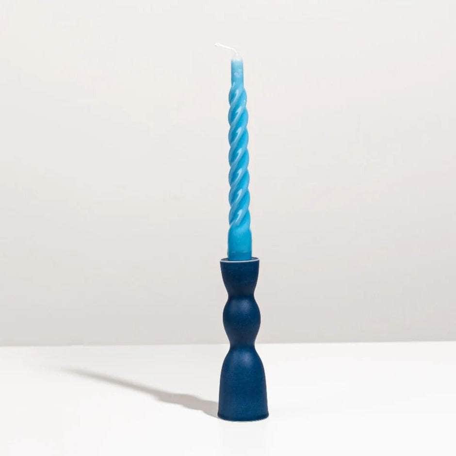 Blue Low Wave Candleholder