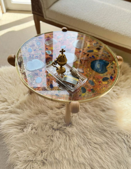 Agate Kaleidoscope Glass Table