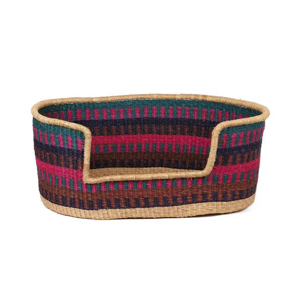 AFUNUMU: Aqua, Pink and Brown Dog Basket - Large
