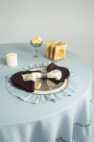 Round Ruffle Placemats Set (2), Blue-