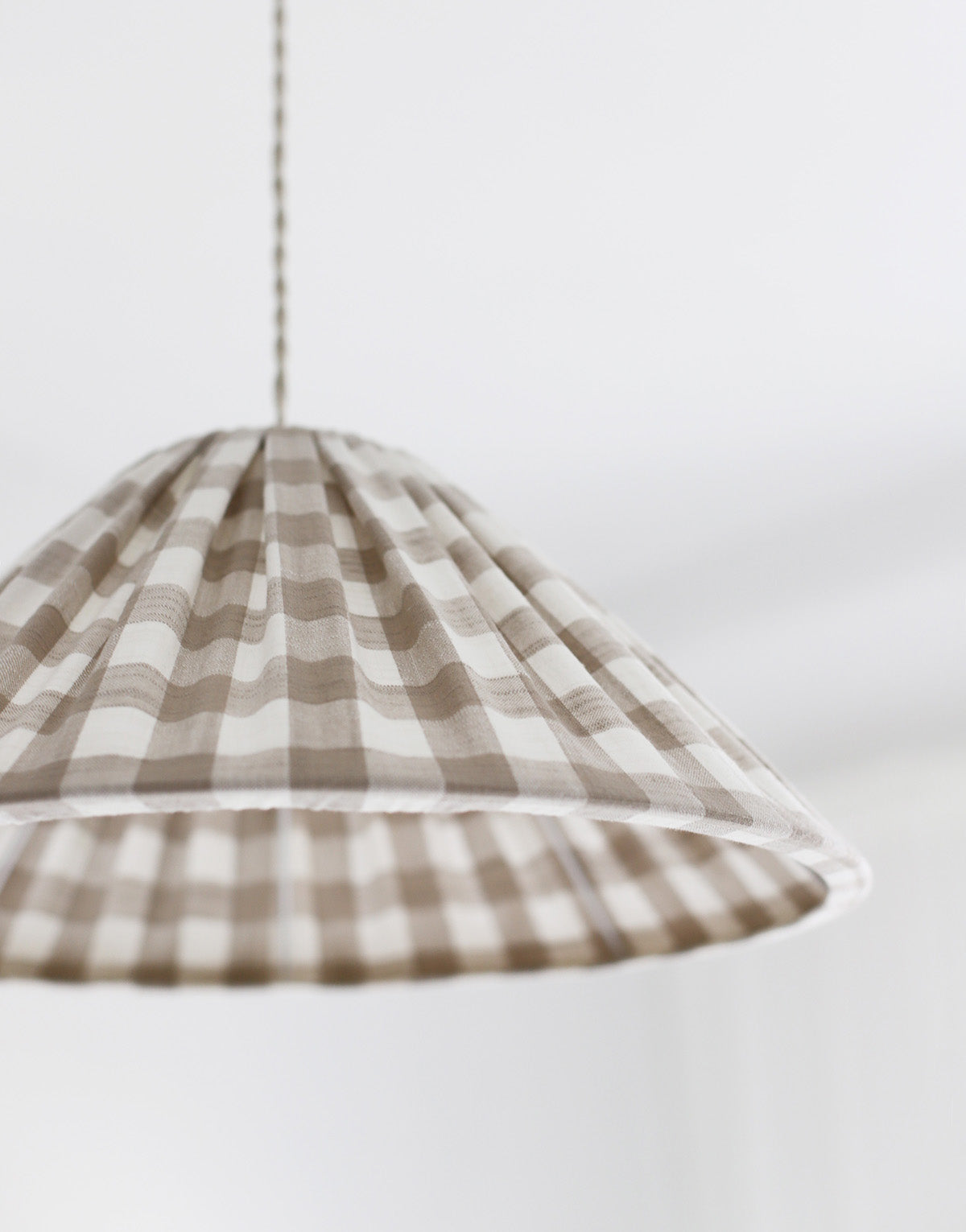 Malala Conical Pendant Light in Beige with Large Check Pattern