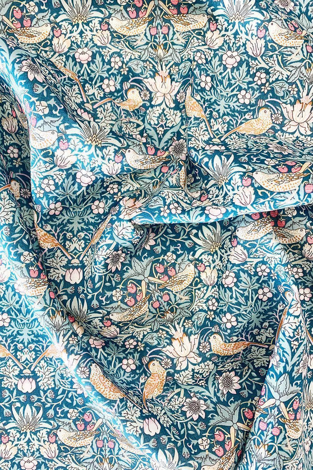 Picnic Blanket Made With Liberty Fabric Strawberry Thief & Capel Mustard