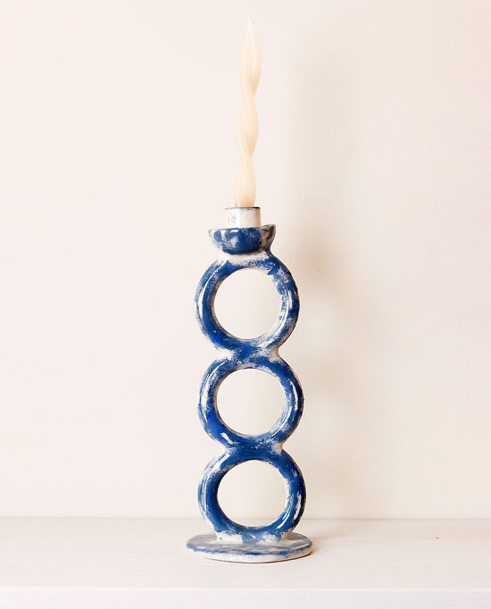 Handmade Ceramic Candlestick Blue