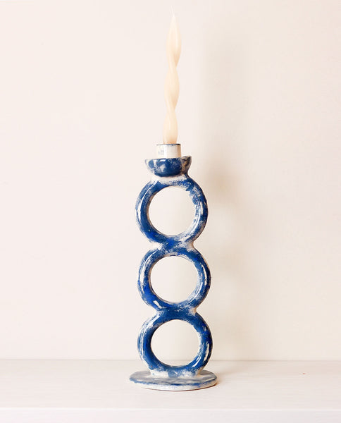 Handmade Ceramic Candlestick Blue