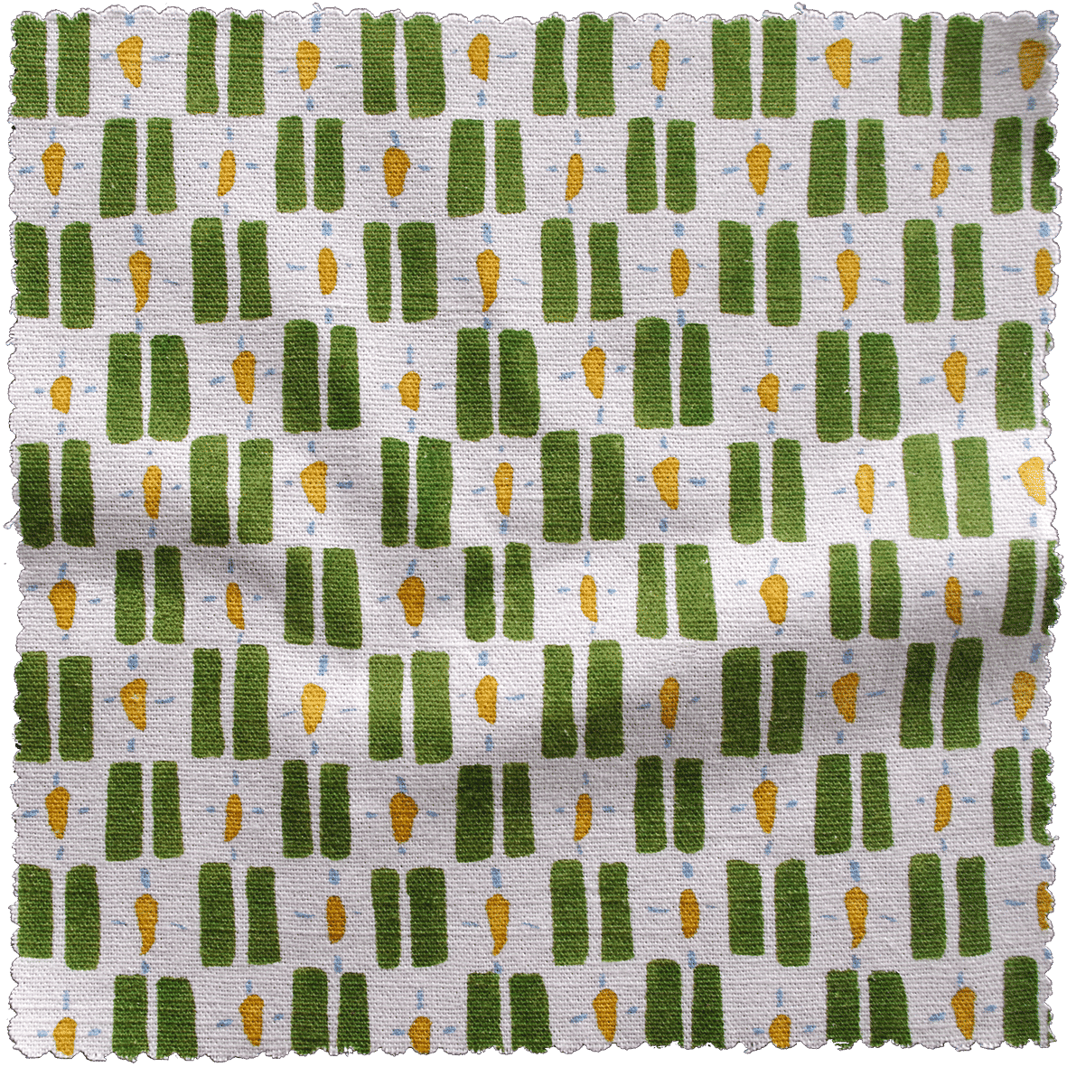 Printed Little Check Fabric - Green