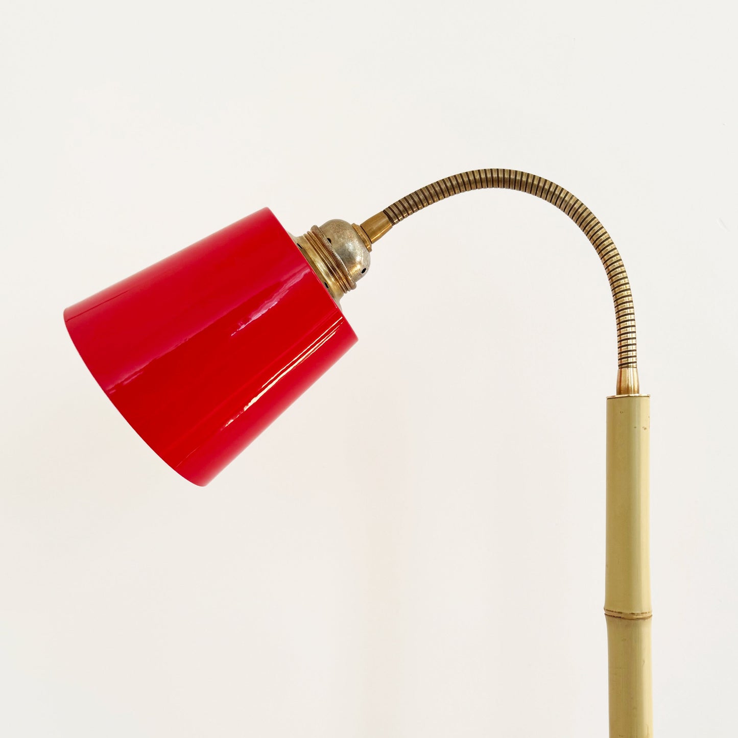 Bamboo and Terracotta Floor Lamp - Red
