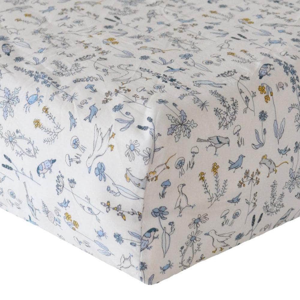 Fitted Sheet Made With Liberty Fabric Theo Blue