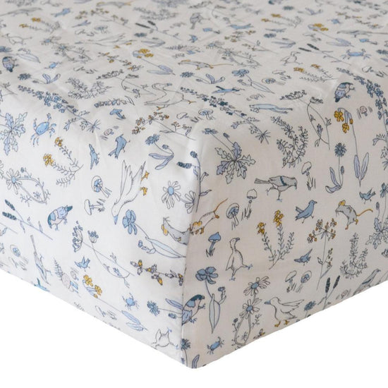 Fitted Sheet Made With Liberty Fabric Theo Blue
